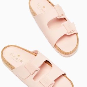 💕BRAND NEW. KATE  SPADE ♠️ PASTEL PINK TWO STRAP FAUX LEATHER SANDAL💕